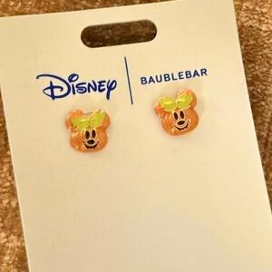 NEW Baublebar x Disney Halloween Minnie Mouse Enamel Pumpkin Stud Earrings